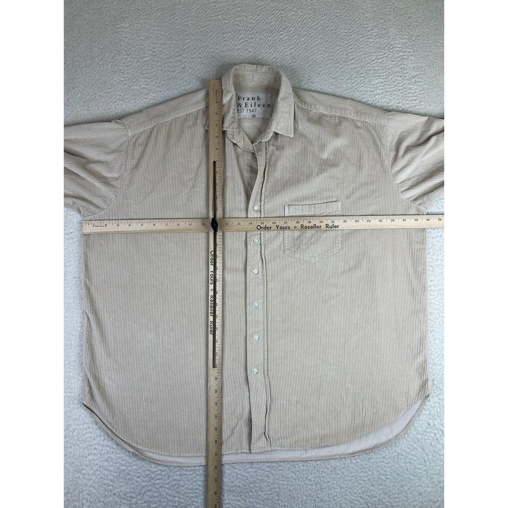 Frank & Eileen Shirt Womens Medium Beige Stripe Shirley Corduroy Button Up Italy - Picture 9 of 10